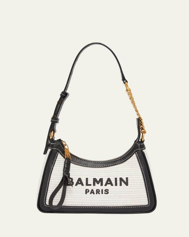 B-Army Shoulder Bag in Raffia and Leather